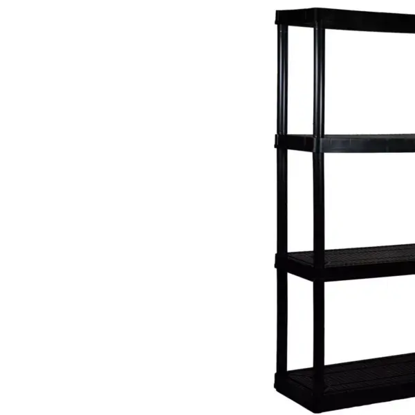 Gracious Living 4 Shelf Tier Medium Resin Indoor & Garage Shelf, Black (2 Pack)