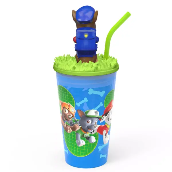 PAW Patrol Marshall 15oz Plastic Cup with Lid and Straw Blue/Green - Zak Designs