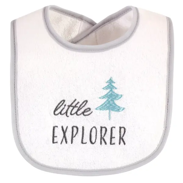 Hudson Baby Unisex Baby Cotton Terry Drooler Bibs with Fiber Filling, Neutral Woodland, One Size