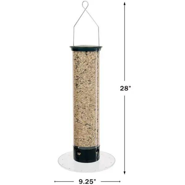 Droll Yankees 5 Pound Capacity 28 Inches Tall Yankee Tipper Squirrel Proof Bird Feeder with Weight Sensitive Tray for Ground Feeding Birds, Black