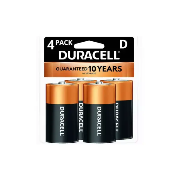 Duracell Coppertop D Batteries - 4 Pack Alkaline Battery