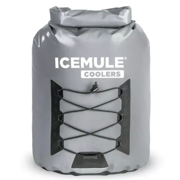 IceMule 1014-Grey Pro Large Collapsible Portable Soft Sided Roll Top 23 Liter 18 Can Lightweight Insulated Waterproof Cooler