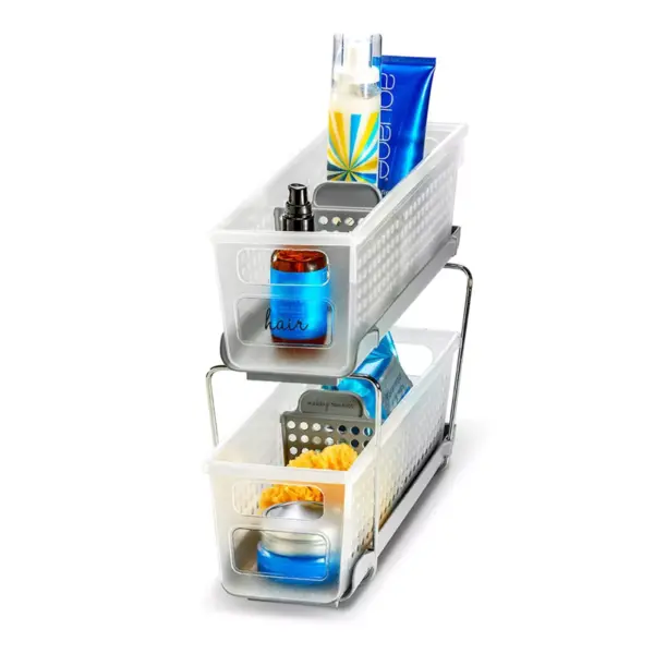 Mini Two-Tier Organizer with Dividers Frost/Gray - Madesmart