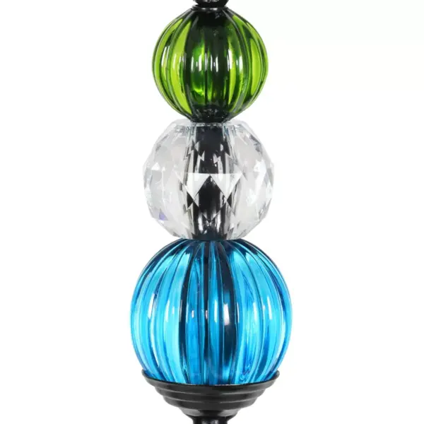 29.5" Crackle Glass Solar Ball and Bead Stake Green - Exhart