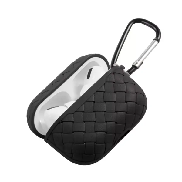 Insten Weave Shape Case For AirPods Pro, Soft TPU Skin Cover with Carabiner, Black