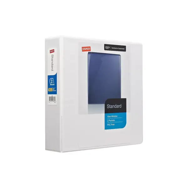 Staples Standard 2-Inch Round 3-Ring View Binder White (26341) 976176