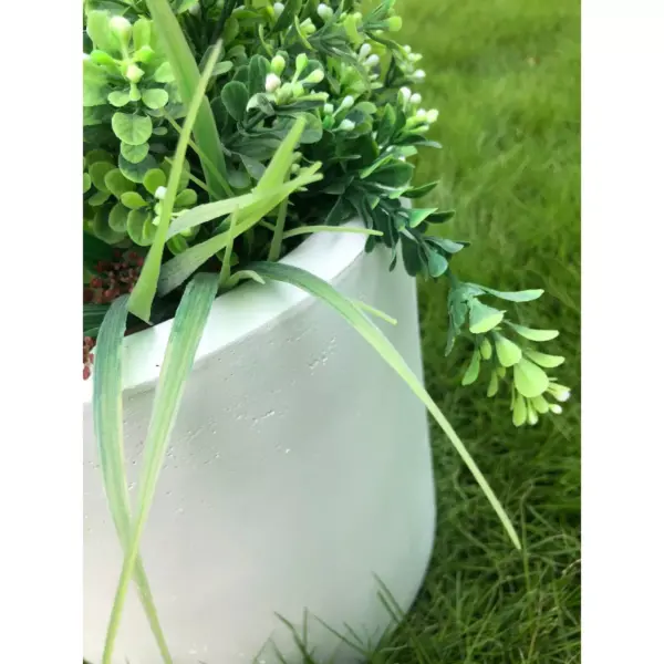 Set of 3 Kante Lightweight Concrete Modern Cylinder Outdoor Planters Pure White - Rosemead Home & Garden, Inc.