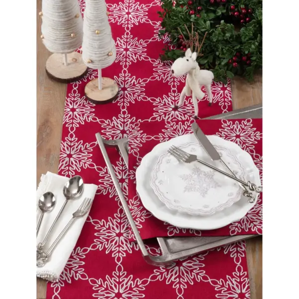 16"x70" Snowflake Runner Red/White - SARO Lifestyle