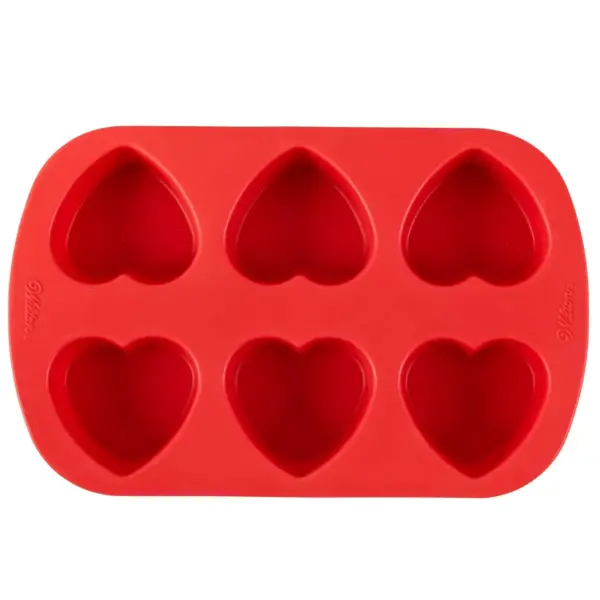 Wilton 6 Cavity Mini Silicone Heart Shaped Cookie and Candy Mold