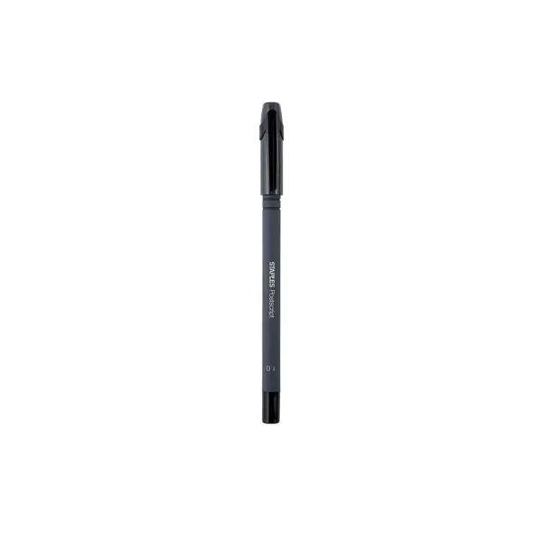 Staples PostscriptBallpoint Stick Pens Medium Point Black Dozen 18268