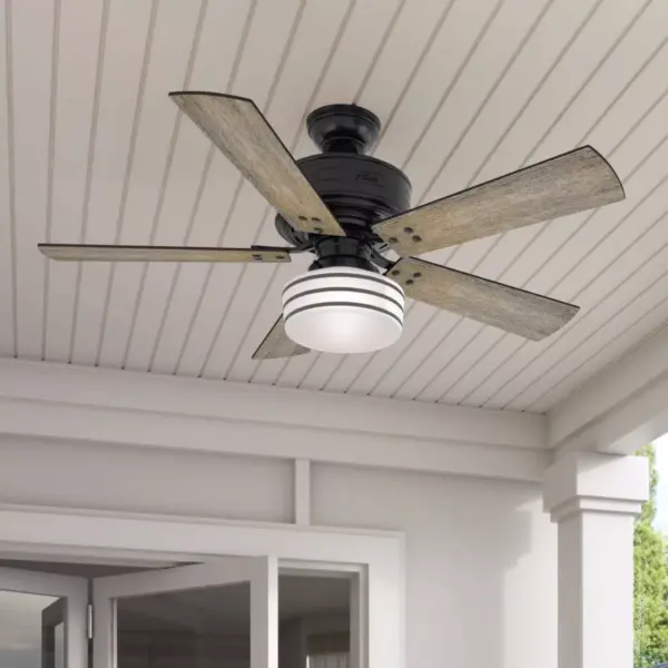 52" Cedar Key Damp Rated Ceiling Fan with Remote Black (Includes LED Light Bulb) - Hunter Fan