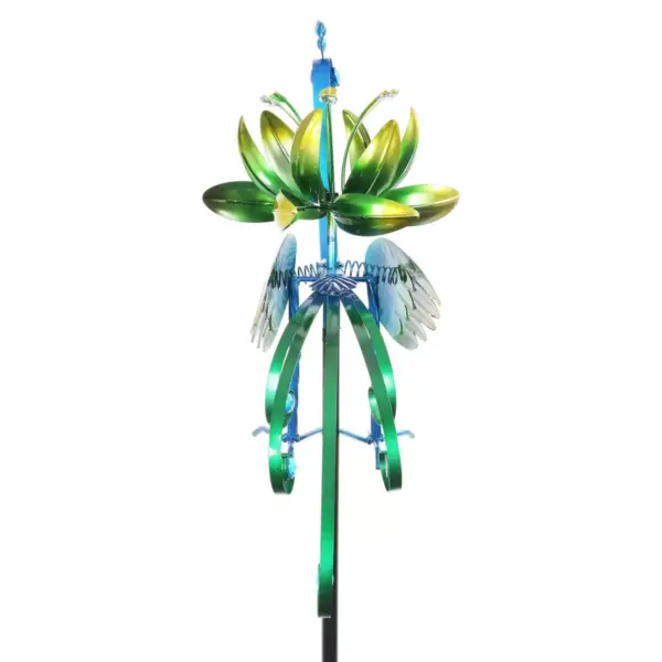 14.6" Metal Peacock Spinner Stake Blue - Exhart