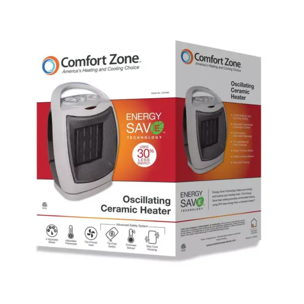 Comfort Zone Energy Save Oscillating Ceramic Heater