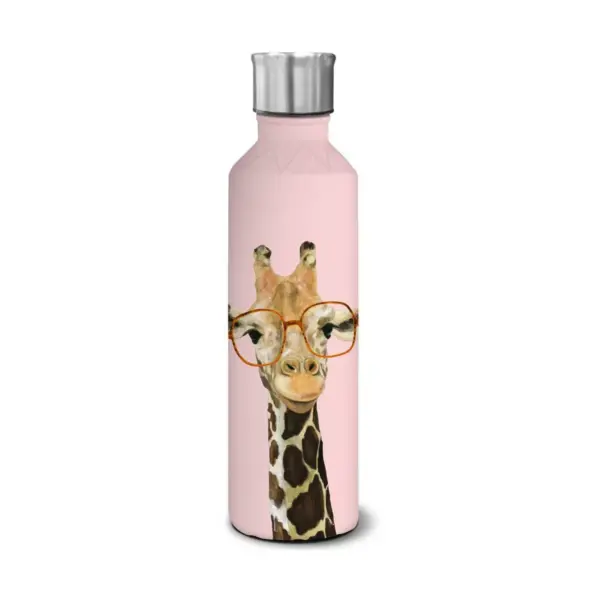 OCS Designs 17oz Stainless Steel Bottle Nerdy Giraffe Pink