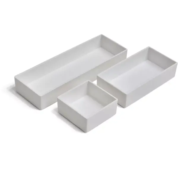 MyOfficeInnovations 3 Piece Plastic Drawer Organizer, White TR55296 24380392