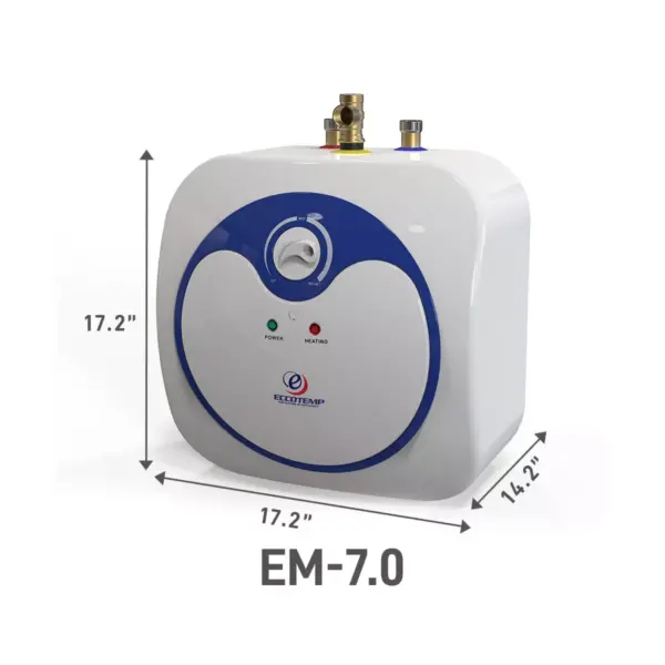 Eccotemp EM-7.0 Indoor Electric Powered Mini Storage Tank Instant Hot Water Heater, 7 Gallon, White