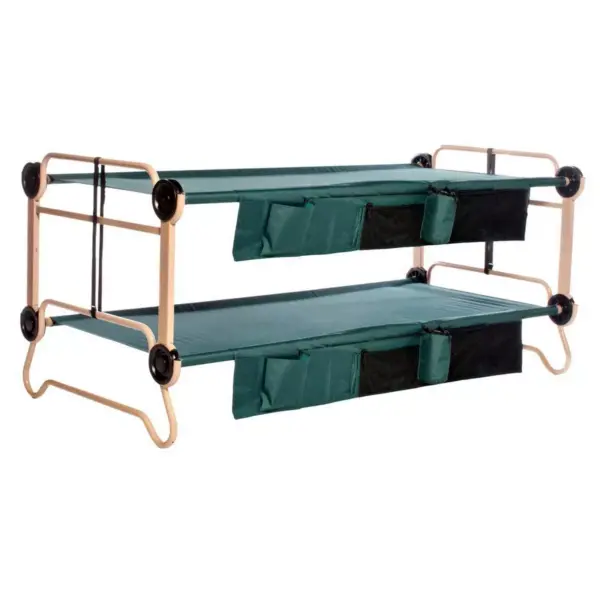 Disc-O-Bed X-Large Cam-O-Bunk Benchable Bunked Double Cot with Organizers, Green