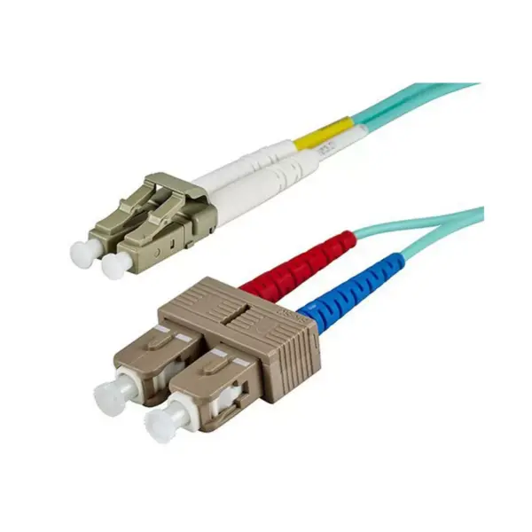 Monoprice Fiber Optic Cable - 2 Meter - Aqua | LC to SC, OM3, 50/125 Type, Multi Mode, 10Gb, Duplex