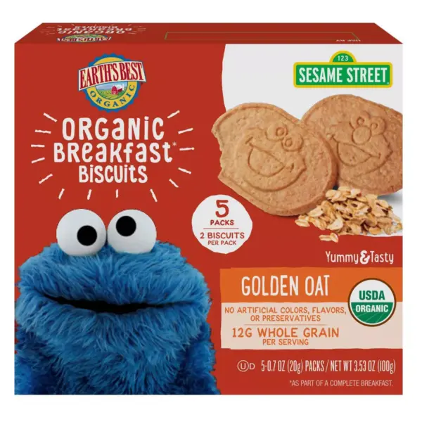 Earth's Best Sesame Street Organic Breakfast Biscuits Golden Oat - 5ct/0.7oz Each