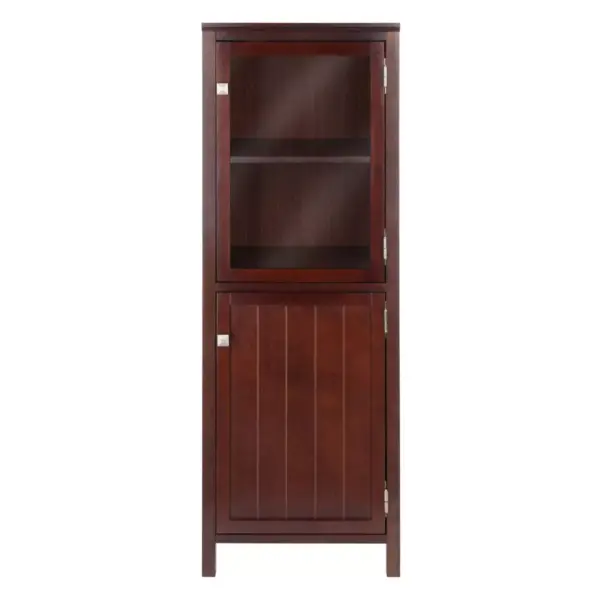 Brooke Cupboard with 1 Glass Door and 1 Cabinet Walnut - Winsome