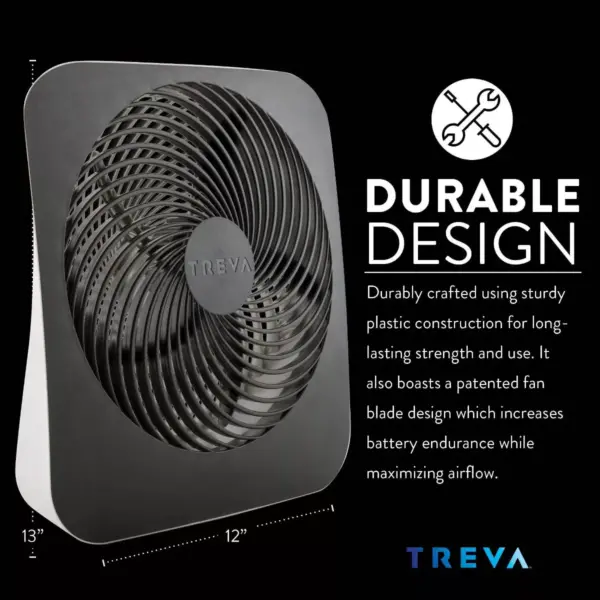 Treva 10" Battery Powered Portable Fin Fan with Adapter