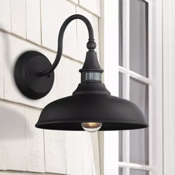 John Timberland Gough 12 1/2" High Black Motion Sensor Outdoor Wall Light