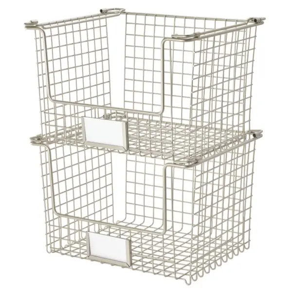 iDESIGN 12"x10"x7.75" Classico Stackable Basket Silver