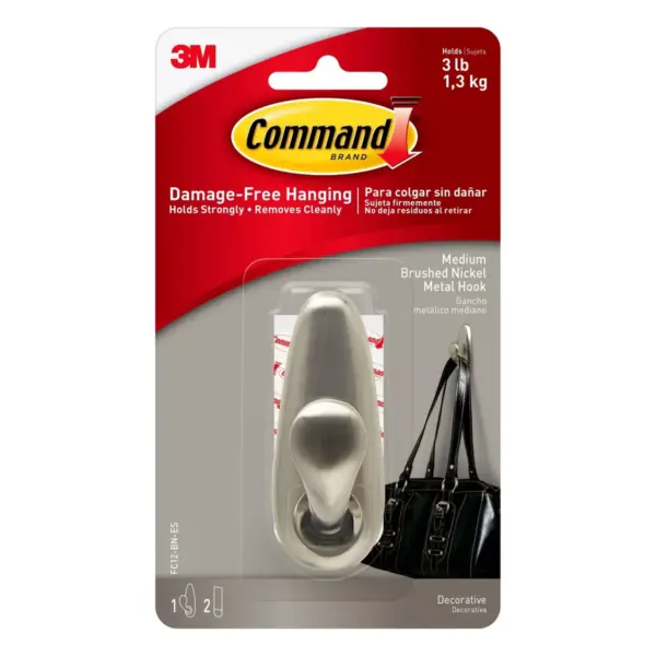 Command Medium Sized Forever Classic Decorative Hook Nickel