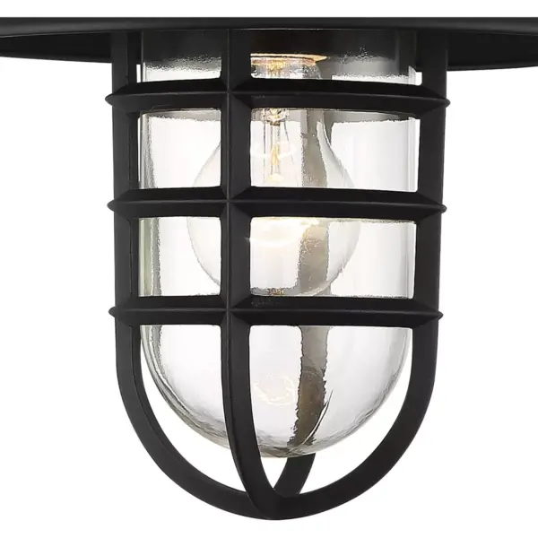 John Timberland Marlowe 13" High Black Hooded Cage Outdoor Wall Light