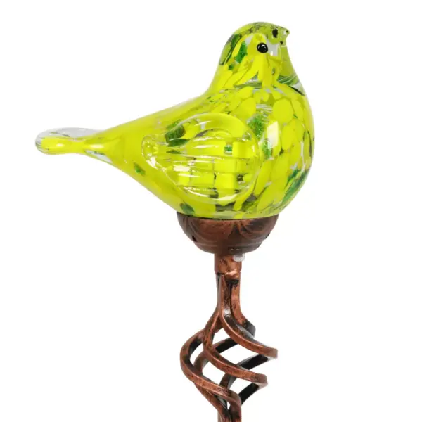 31" Solar Resin/Glass Bird Finial Garden Stake Yellow - Exhart