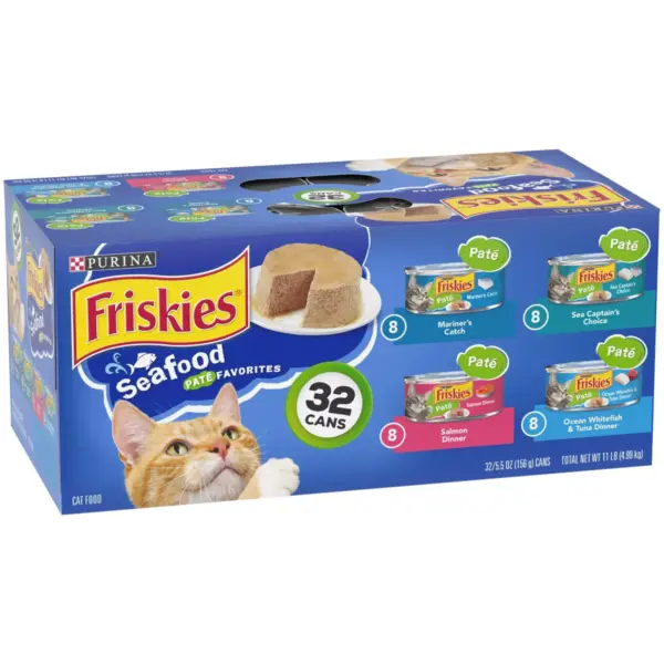 Purina Friskies Paté Wet Cat Food Seafood Favorites - 5.5oz/32ct Variety Pack