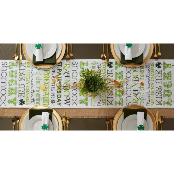 72" x 14" Cotton St Patrick's Day Print Table Runner Green/White - Design Imports