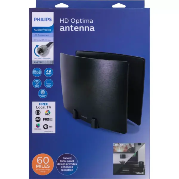 Philips Optima HD Indoor TV Antenna - Black