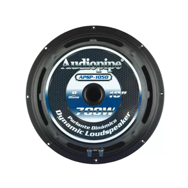 Audiopipe APSP-1050 10 Inch 700 Watt MAX, 350 Watts RMS, and 8 Ohm Dynamic Mid Range Car Audio Loudspeaker with 2.5 Inch Kapton Voice Coil, Black