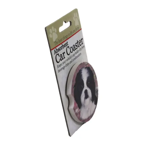 Car Coaster 2.5" Shih Tzu Black & White Coaster Absorbant E & S Pet  -  Coasters