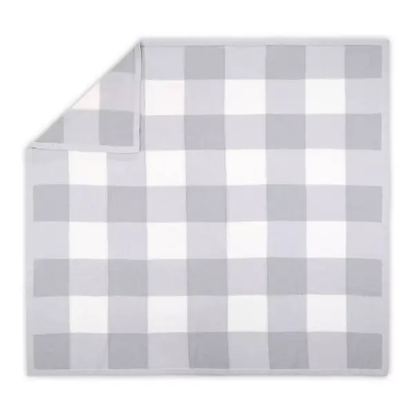 The Peanutshell Farmhouse Check Blanket - Gray