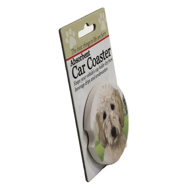 Car Coaster 2.5" Goldendoodle Car Coaster Furry Friend Absorbant E & S Pet  -  Coasters