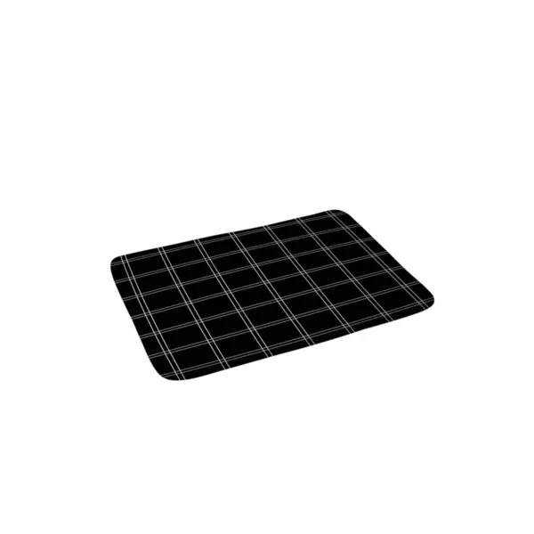 Kelly Haines Minimal Check Memory Foam Bath Mat Black - Deny Designs