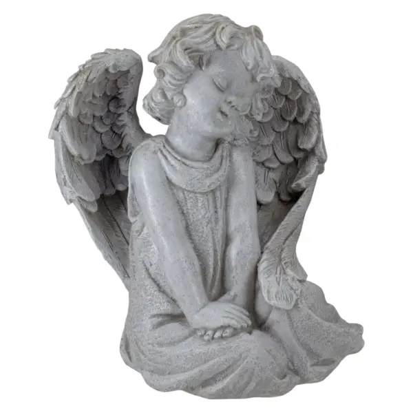 Northlight 8.75" Gray Sitting Cherub Angel with Wings Outdoor Patio Garden Statue