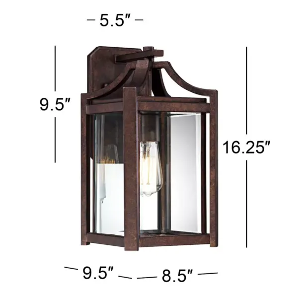 Franklin Iron Works Rustic Farmhouse Outdoor Wall Light Fixture Bronze 16 1/4" Clear Beveled Glass for Exterior House Porch Patio