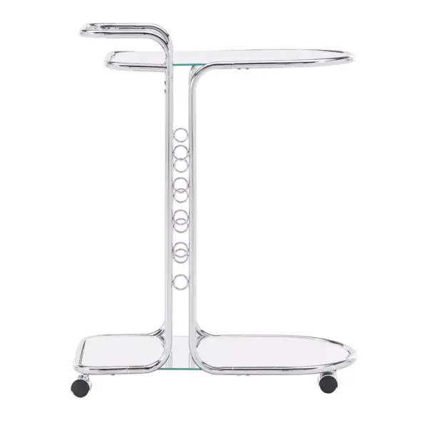 Bedford Chrome Finish Round Edge Bar Cart Silver - Inspire Q