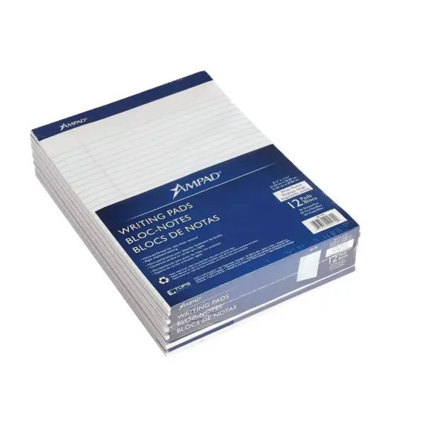 Ampad Recycled Writing Pads 8 1/2 x 11 3/4 White 50 Sheets Dozen 20170