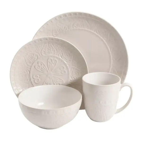 Gibson Elite 16pc Stoneware Milanto Dinnerware Set White