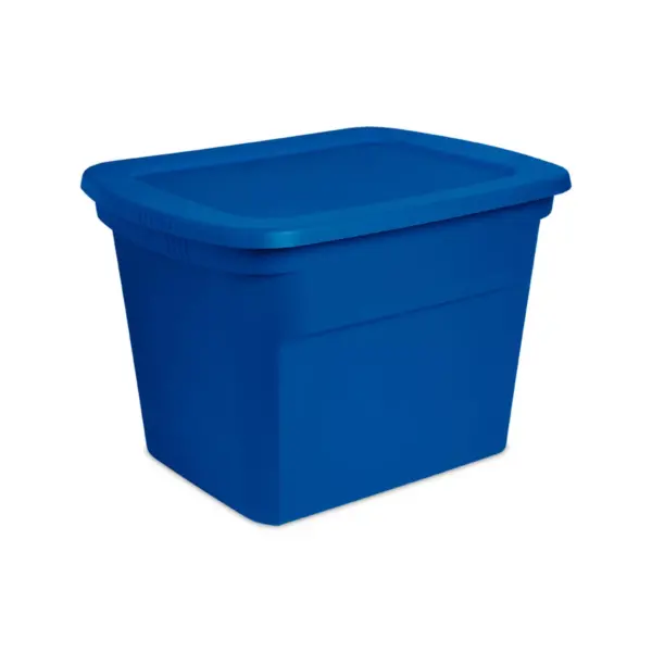 Sterilite 18 Gallon Plastic Stackable Storage Tote Container Box, Blue (16 Pack)