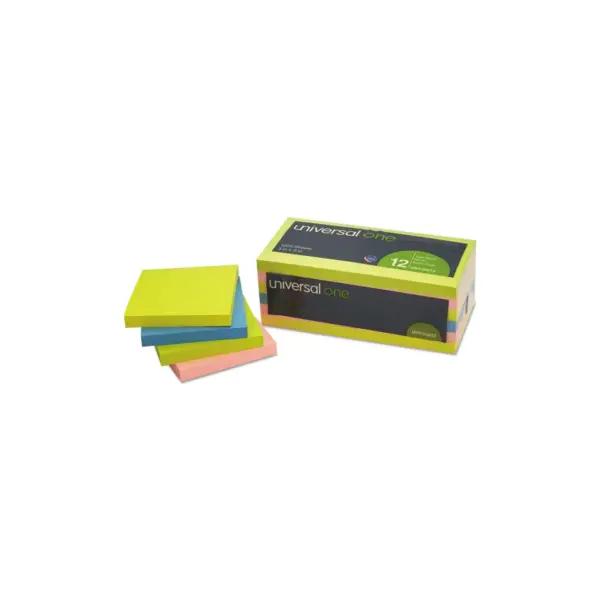 UNIVERSAL Self-Stick Notes 3 x 3 Assorted Neon Colors 100-Sheet 12/Pack 35612