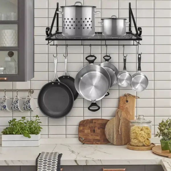 Sorbus Kitchen Wall Pot Pan Rack Black