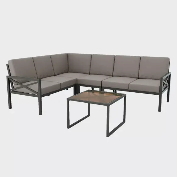 Blakely 5pc Outdoor Sectional - Gray - Leisure Made