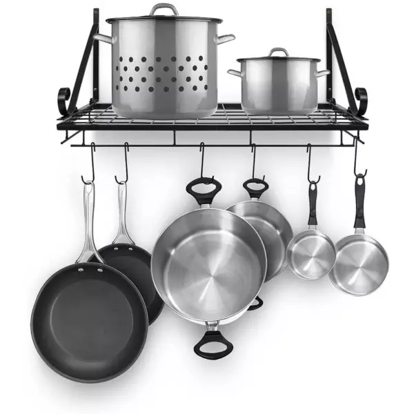 Sorbus Kitchen Wall Pot Pan Rack Black