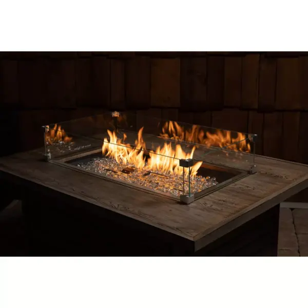 Tempered Glass Wind Guard for Rectangle LPG Fire Pit - Fire Sense