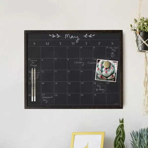 U Brands Wood Frame Chalkboard Calendar